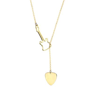 China FASHIONABLE Hot Stainless Steel Music Series Gold Guitar Picks Shaped Pendant Necklace for sale