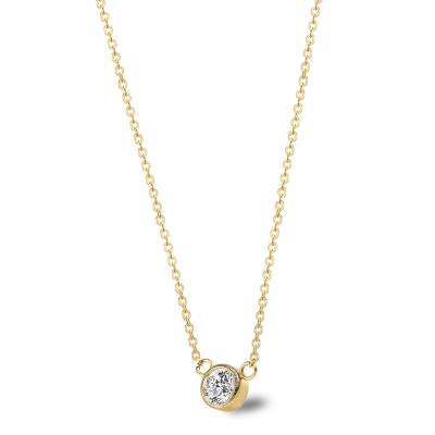 China TRENDY Simple Stainless Steel 18K Gold Round Inlaid Zircon Ladies Clavicle Chain Pendant for sale