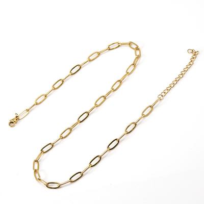 China Hiphop Stainless Steel Fashion Hip Hop Jewelry Design Making 18K Gold Plated Paperclip Shape Chain Necklace For Men for sale