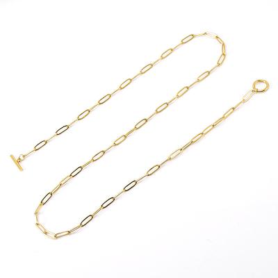 China Hiphop Fashion New Design 18K Gold Plated Stainless Steel Hip Hop Jewelry Paperclip Shape Mens Clavicle Chain Necklace for sale