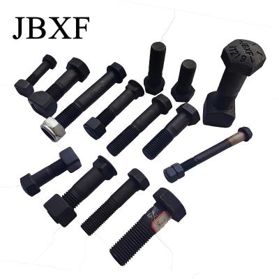 China Black Hex Track Shoe Bolt And Nut 12.9 Grade Excavator Track Bolt Low Price for sale