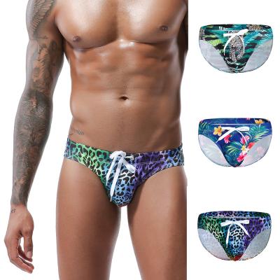 China Quick Dry Print Swimsuit T Back Triangle Swim Trunks Swimwear Men Male Bikini Plus Size for sale