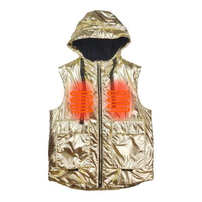 China Waterproof USB Rechargeable Electric Battery Pack Casual Thermal Cotton Heated Vest For Women for sale