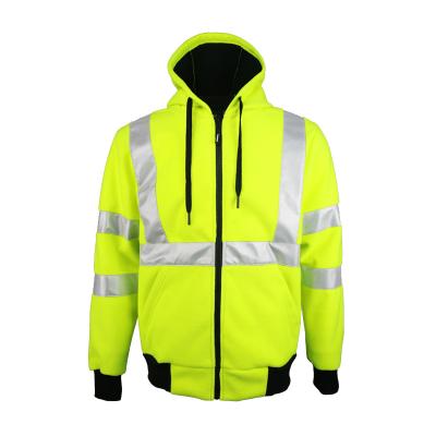 China High Visibility Customized High Visibility Fleece Reflective Safety Workwear Hoodie Jacket for sale