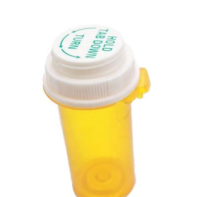 China Medicine Child Resistant Amber Plastic 10dr Bottles Reversible Covers Food Grade PP Sealed Plastic Bottles Pill Vials for sale