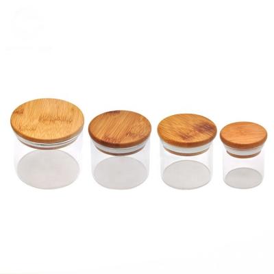 China Clear Glass Pill Flower Humidifier Storage Tank With Wooden Lid for sale