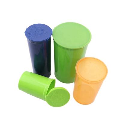 China Medicine Customized Pink Amber Green Plastic Smell Proof Pill Bottle Top Vials for sale