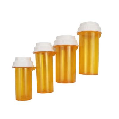 China 40dr Medicine Kid Proof Thumb Proof Amber Tab Reversible Caps Plastic Pill Prescription Bottles Medicine Bottle for sale