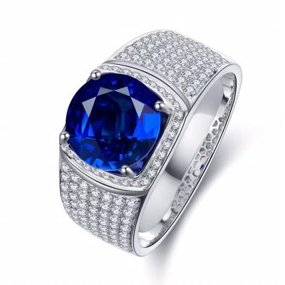 China Other Fashion Lab sapphire 5.2ct Round Brilliant Cut ring for man for sale