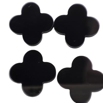 China Natural stone Natural gemstone high quality Bulk Synthetic Four Leaf Clover Shape Black Onyx for sale