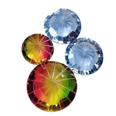 China Natural stone High quality Round Cut Natural Gemstone Colorblock Tourmaline Jewelry Multicolor stitching Loose Gemstones for sale