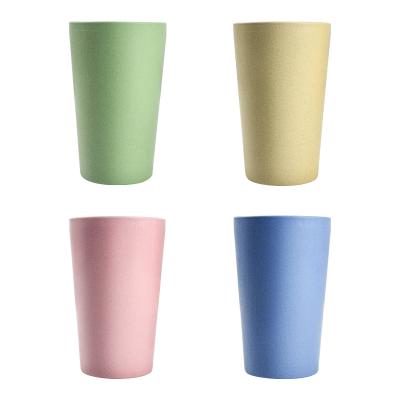 China Latest Eco-friendly Material 4 Pcs 420ml Cups ODM Reusable Gift Wheat Straw Cups Sets Pink Yellow Blue Yellow for sale