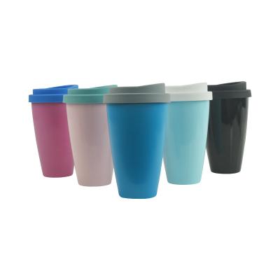 China Sustainable Plant 400ml Double Wall Heat Insulated Coffee Mug With Silicone Lid 100% BIODEGRADABLE Non-Toxic PLA Coffee Mug for sale