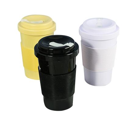 China WITH LID 100% Biodegradable PLA 420ml Eco-Friendly Coffee Mugs Tumbler With Silica Gel Cover Sealed Leak Proof Lid Insulated Sleeve for sale