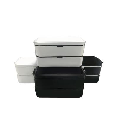 China Hot Selling Microwavable Loop Double Layers PP Reusable Lunch Box For Office School Food Container Bento Box for sale