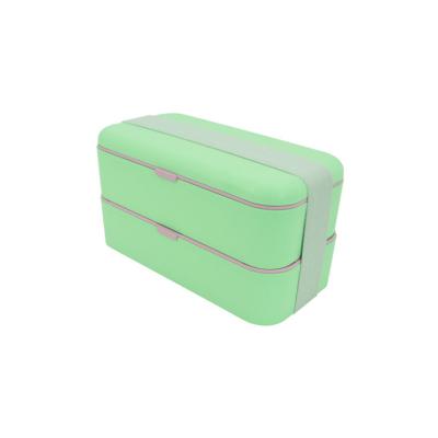 China Double Layers Leak_proof Custom Strap Fastener BPA Free Biodegradable Biodegradable Eco Friendly Bamboo Fiber Bento Box for sale