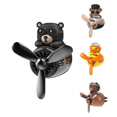 China New Style Animal Pattern Little Teddy Bear Pilot Car Air Freshener Scent Solid Automobile Fragrance Clip Interior Fragrance for sale