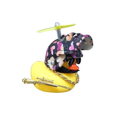 China Hot New Soft Material Car Duck With Broken Helmet Wind Small Duck Bike Motor Helmet Riding Accessories Recycling Decoration Yellow With Lights for sale