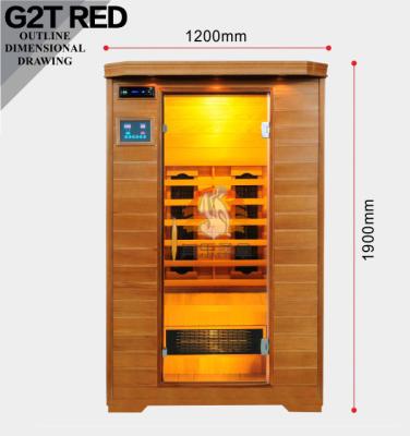 China Computer Control Panel 2 Person Capacity Infrared Sauna Room G2T Red Cedar Wood for sale