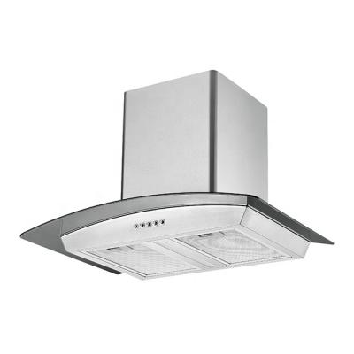 China Household Inox Curved Cooker Hood Electric Home Appliance Range Hood Kitchen Chimney Glass Extractor for sale