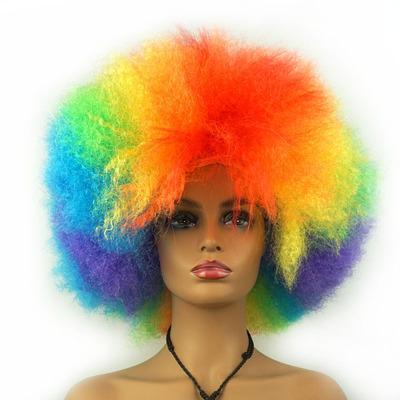 China Afro Wave Polyester Sports Fans Synthetic Wig Net Hair Color Wig World Cup Fans Wig for sale