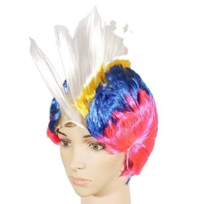 China 2021 Afro Wave Design Wig Fans Sports Wigs Wholesale Original Small Afro Wigs Multi Color Wigs for sale