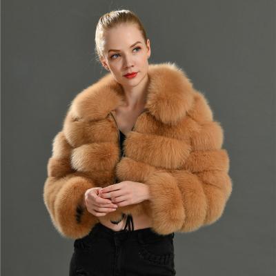 China Custom Made Warm Natural Women's Wholesale Real Fur Coat Female Colorful Full Sleeve Winter Anti-wrinkle Blue Fox Female Short Classic Fur Coat for sale