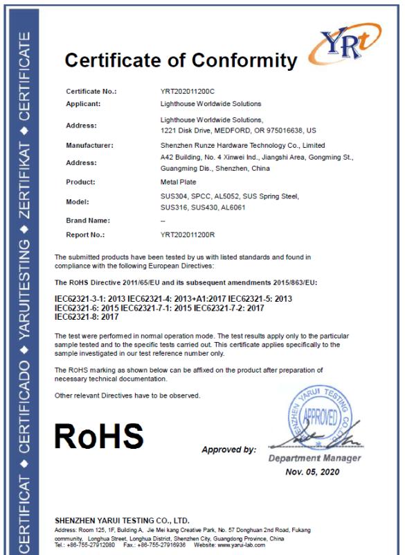 RoHS - Shenzhen Runze Hardware Technology Co., Ltd.