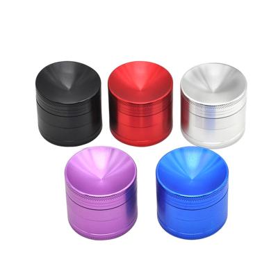 China Herb Spice Grinding Tobacco Multi Color 50*43mm Concave Herb Grinder 4 Parts Tobacco Costom Logo Grinder for sale