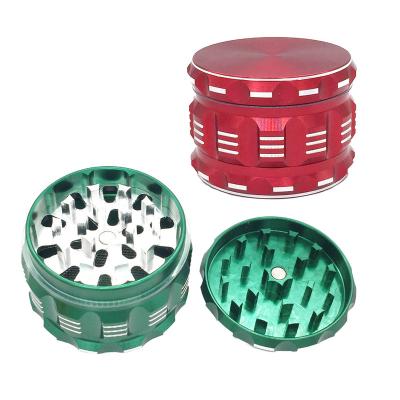 China Herb Tobacco Alloy Spice Grinder Machine Aluminum Custom Logo Aluminum Spice Grinder 63x45mm 4 Layers Metal Herb Grinder With Screw Thread for sale