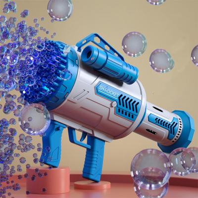 China Toy Plastic Electronic 69 Holes Bazooka Light Up Toys Launch Rechargeable Electric Bubbles Machine Summer Outdoor Toys For Kids for sale