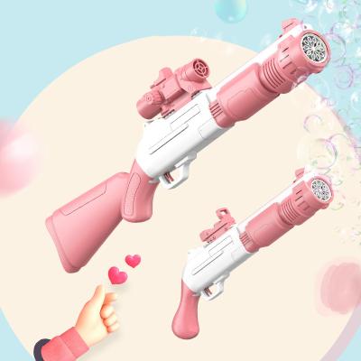 China Wholesale Summer Plastic Toys Bubble Pack Rich Bubble Gun For Toddlers Sandblaster Toy Guns 2 With Bubble Solution Guns for sale