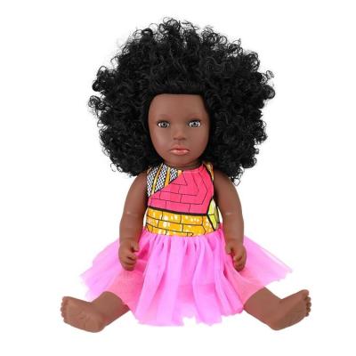 China Soft Silicone Vinyl 18 Inch Mini Curly Black Curly Hair Baby Dolls Toys for sale