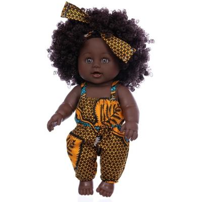 China FLASHING design plastic vinyl 12 inch black silicone reborn baby girl doll lifelike African black reborn baby dolls for kids for sale