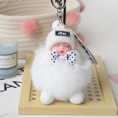 China Promotional Gift Sleeping Baby - Plush Fluffy Fur Fluffy Fur Charm Gift Bag Keychain Doll Key Chain Car Key Chain Pom Pom Rabbit Fur Ball Car Key Chain for sale