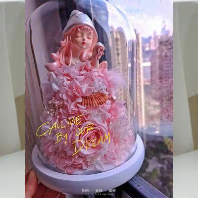 China Mini Hot Selling Eternal Flower Cute Girl Doll Preserved Roses Princess Of The Sea Eternal Gift For Friend And Goddess for sale