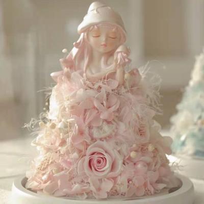 China Cute Mini Fashion Eternal Flower Girl Doll Princess Of The Sea Gift For Girlfriend And Goddess Preserved Eternal Roses for sale