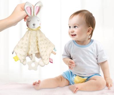 China Toy High Quality Baby Soft Security Blanket with Tags Soft Toy Cute Rabbit Doll Plush Bunny Sensory Cuddle Cuddle Blanket Lovely for sale