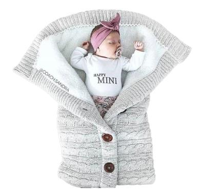 China Breathable Newborn Baby Sleep Blanket Knit Sleeping Bag Receiving Blankets Stroller Envelope For Baby Wool Unisex Infant Blankets For Baby for sale