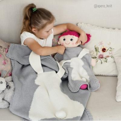 China Hot Sale Rabbit Ear Blanket 3D Rabbit Kid Quilt Baby Knit Blanket for sale