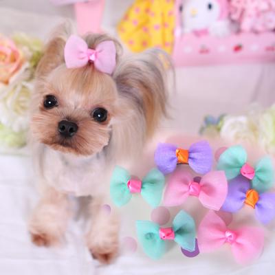 China Sustainable Dog Hair Clips Bowknot Bows Dog Bun Bows Cute Dog Pet Hair Clips Pet Grooming Product Hair Bows Bun Alloy Clips for sale