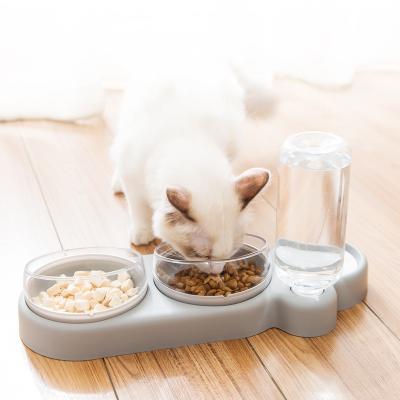 China Sustainable Wholesale Pet Food Bowl Dog Cat Feeder Two Bowls Feeder With Water Fountain For Cat And Dog Feeding Bowl for sale