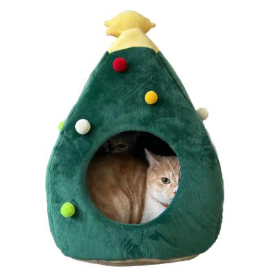 China Warm Home Beds Breathable Christmas Tree Cat House Dog Bed Winter Pet Beds Shelter Comfortable Animals Winter Pet Supplies Teddy Pet Bed for sale