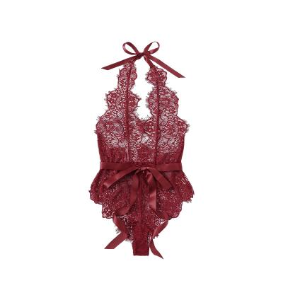 China Sexy mature sexy transparent lace lingerie woman lingerie floral embroidery set was slim red sexy jumpsuit lady for sale