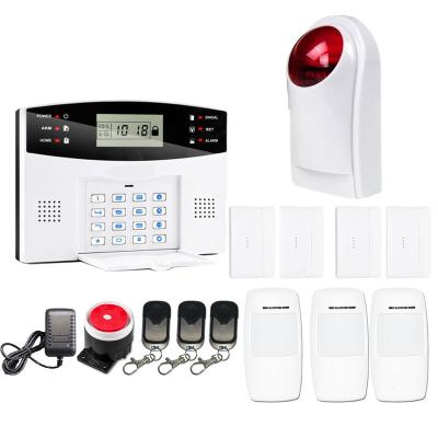 China Auto dial 6 voice promition GSM alarm system home security wireless and wired number and 3 SMS change number 99 wireless 7 zone wired area for sale