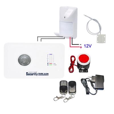 China home security wireless and wired GSM alarm auto dial and SMS change with wired PIR sensor door detector G10C for sale