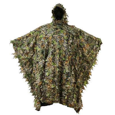 China 3D Waterproof Leaves Camouflage Cape Hunting Cs Military Woodland Camouflage Coat Ghillie Suit Hunting Poncho for sale