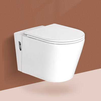 China Modern Water Saving Wall Hung Toilet Ceramic Body PP Lid Rimless Siphonic Self-Cleaning Toilet for sale