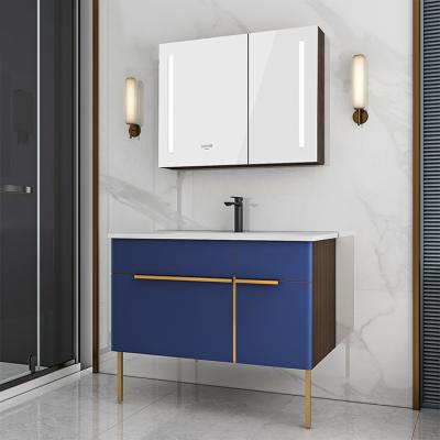 China 2021 Modern Wall Mounted Modern Plywood Solid Wood Sink Bathroom Vanity for sale