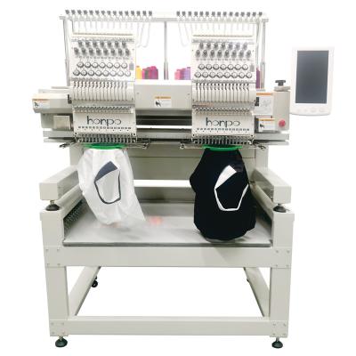 China Hotels Honpo 2 Head 1200RPM Automated Industrial High Speed ​​Embroidery Machine For Flat T-shirt Hat Embroidery for sale